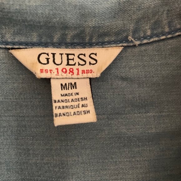 Guess soft denim button up dress with tie waist - Picture 6 of 14